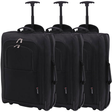 5 Cities 21" (55x35x20cm) Lightweight Cabin Hand Luggage (x3 Set), Approved For Ryanair Priority, Easyjet Plus, BA